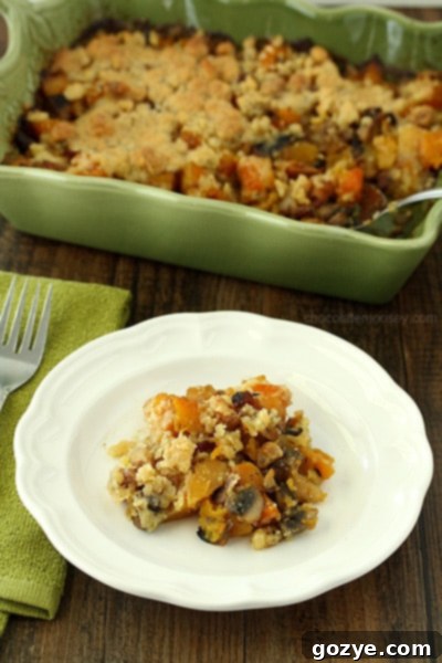 Savory Butternut Squash Crumble with golden streusel topping