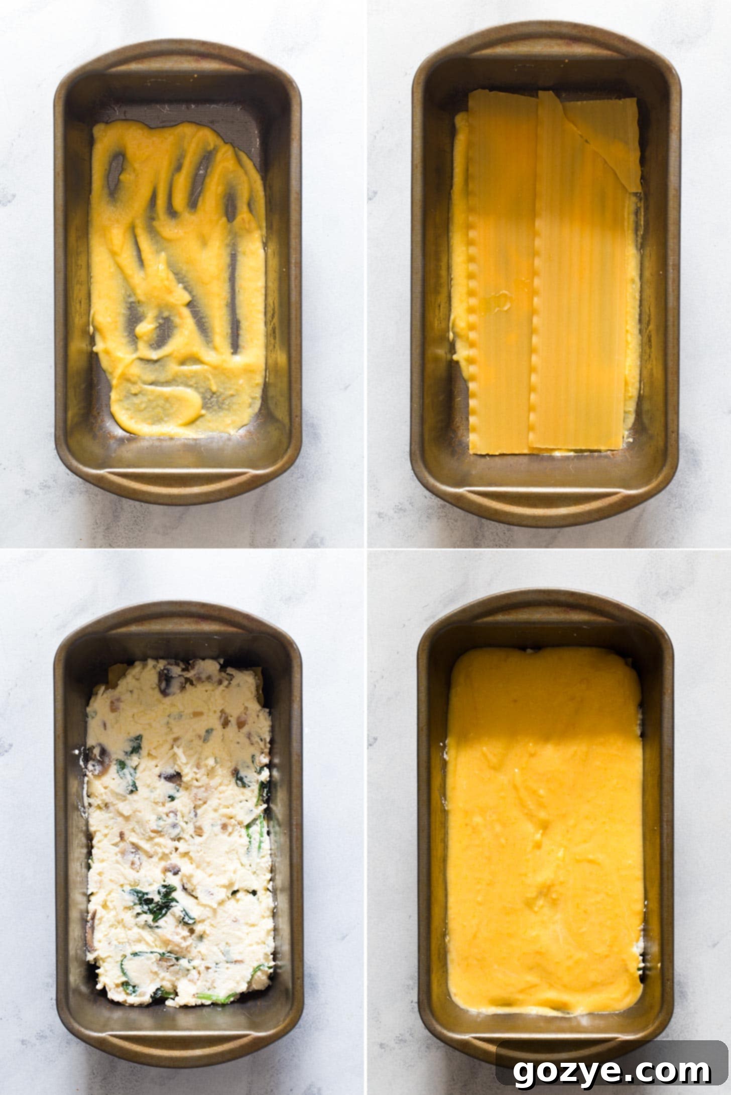 Making and assembling butternut squash lasagna