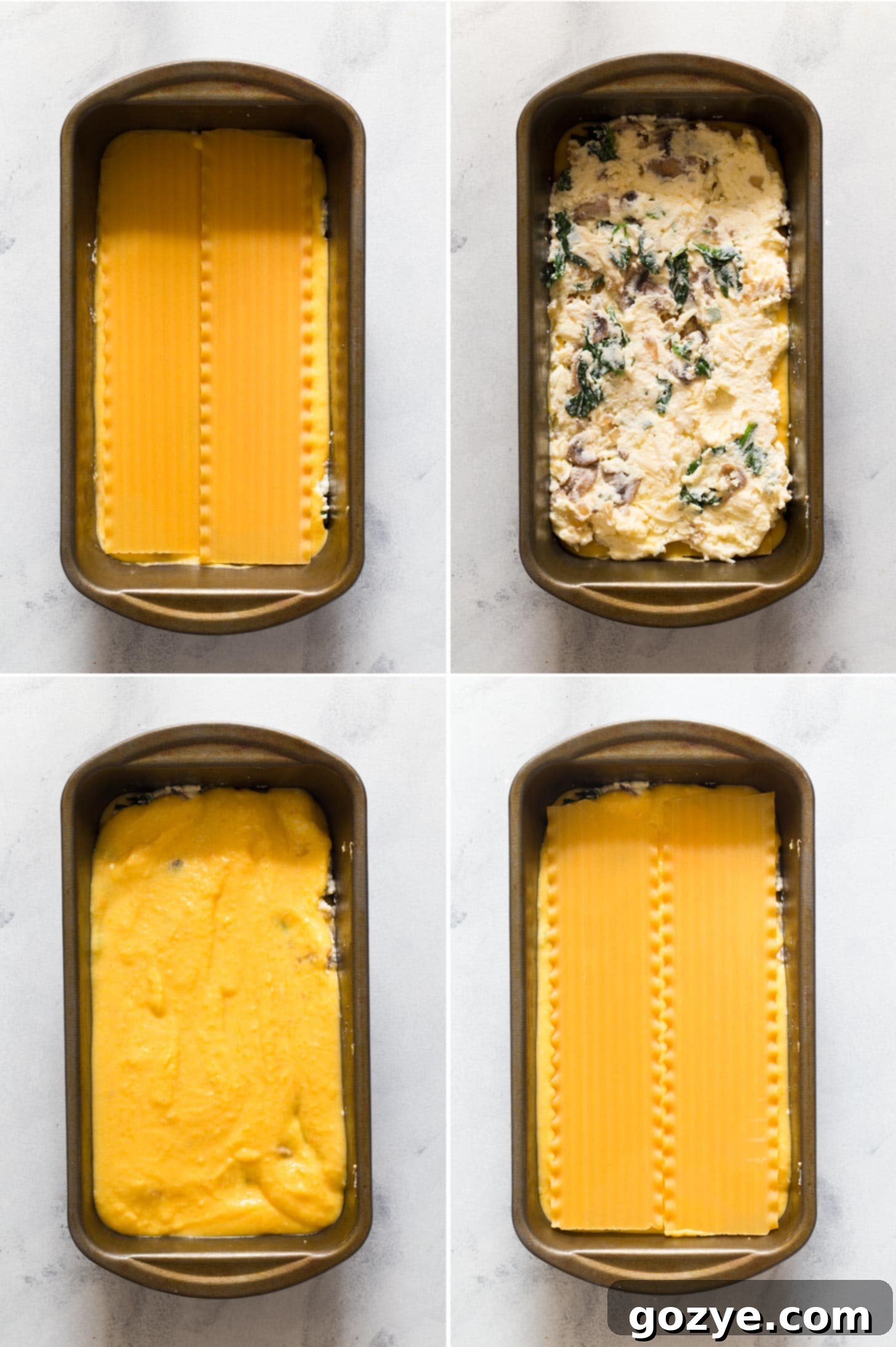 Making and assembling Thanksgiving lasagna