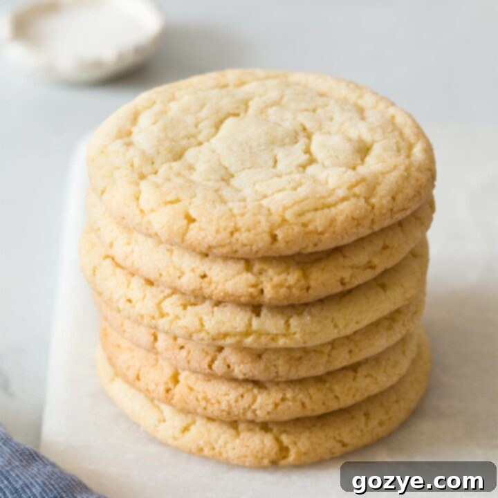 Pile of easy sugar cookie recipe on marble board