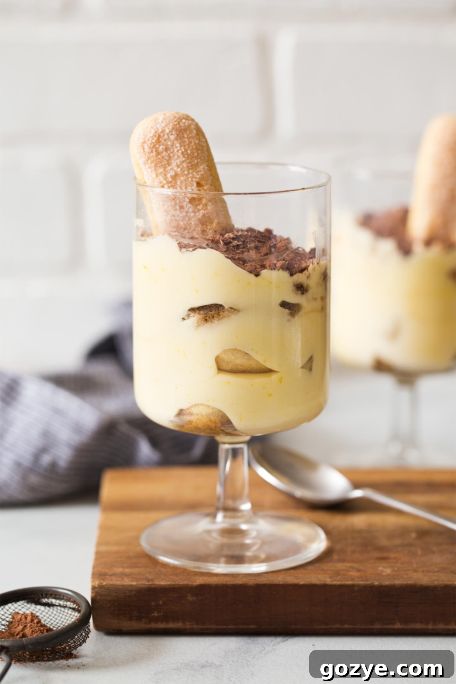 Tiramisu for two served in glasses