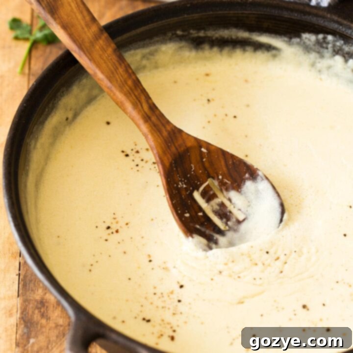Classic alfredo sauce recipe with garlic and onion