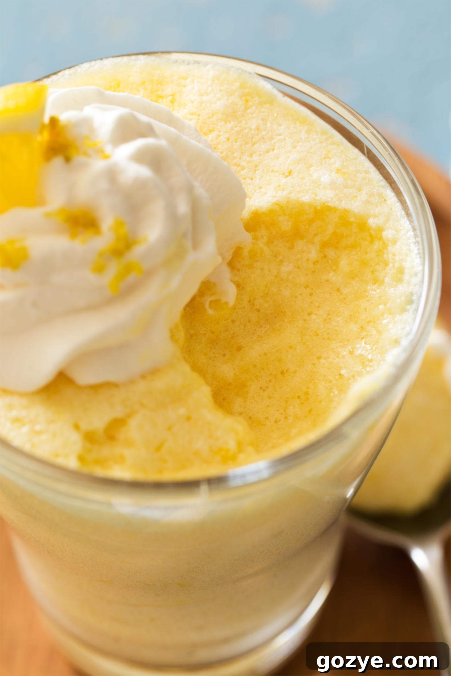 Close up of lemon mousse in a cup
